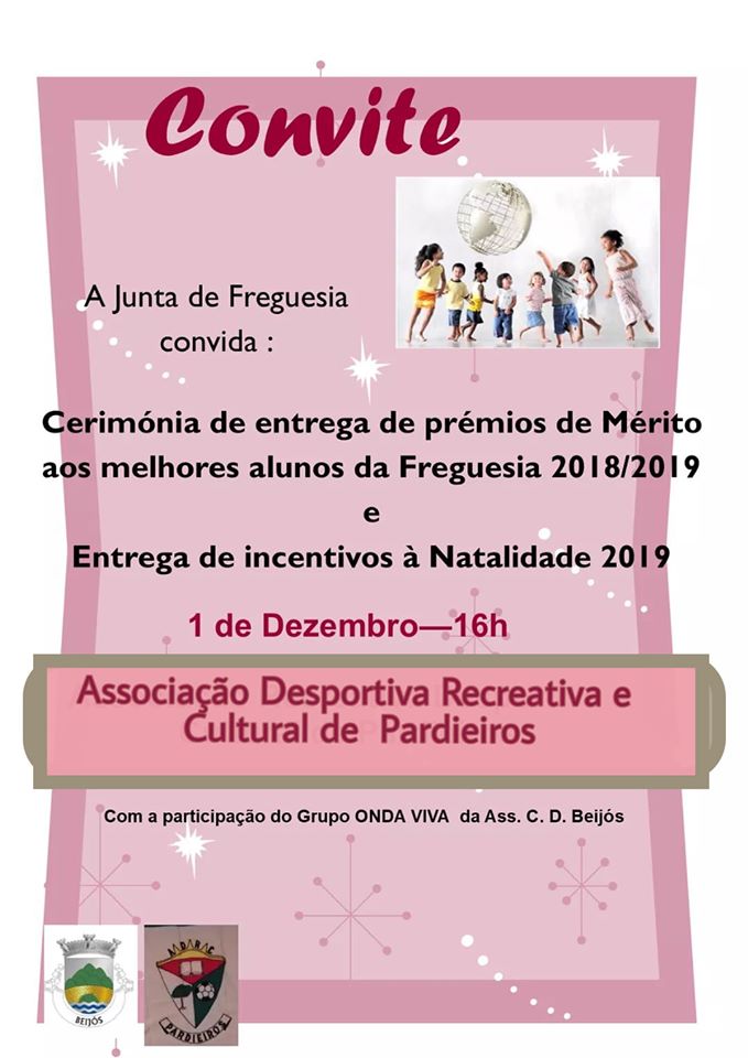 Cerimónia de entrega de prémios de mérito aos melhores alunos da Freguesia de Beijós e incentivos à natalidade 2019